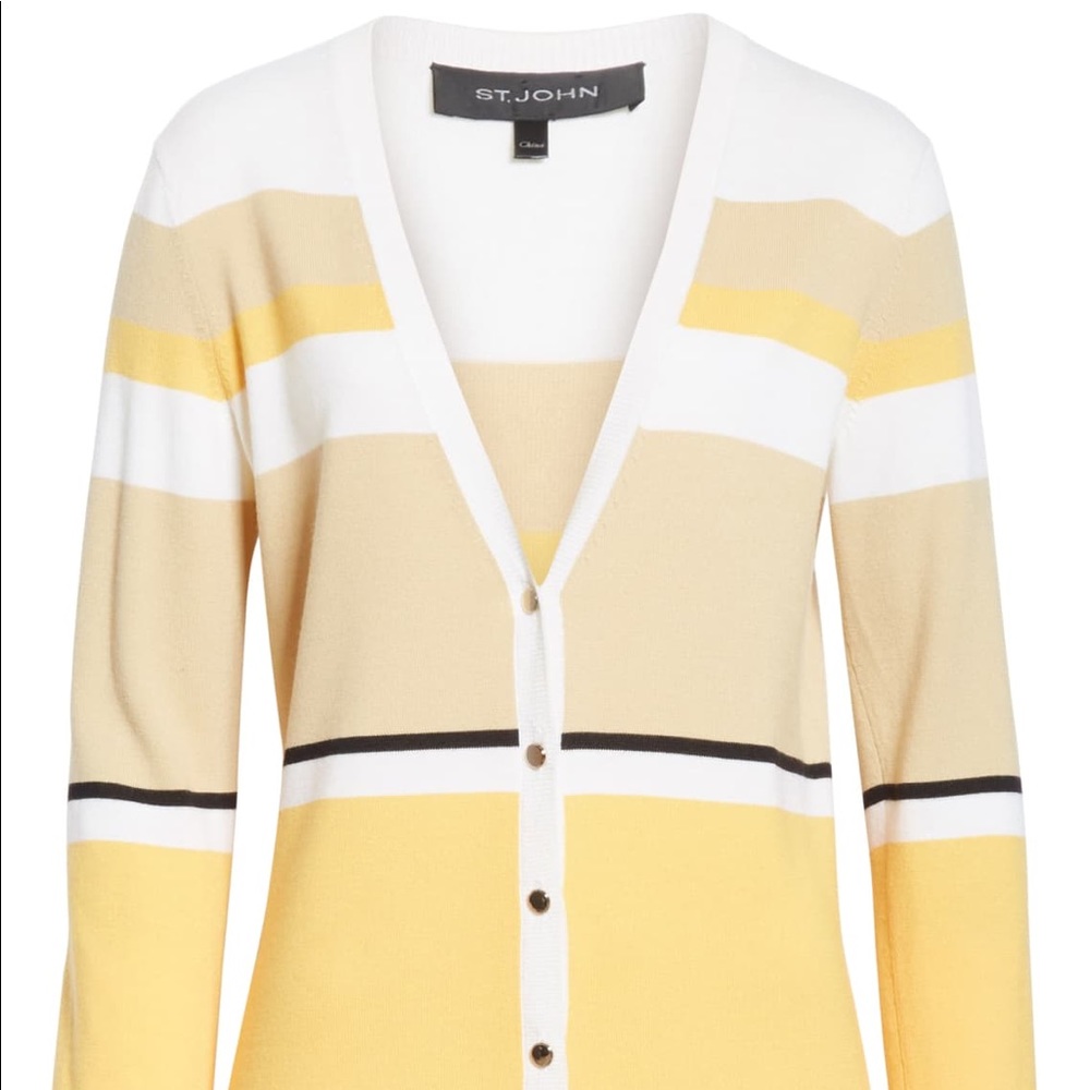 New $695 St John Stripe Jersey Knit Cardigan - Picture 2 of 8